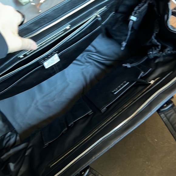 Bodhi large black Leather Coated Linen Trim Weekender Duffle Overnight Bag - Picture 5 of 12